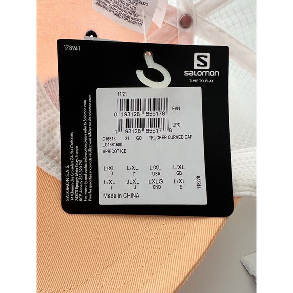 Salomon Trucker Curved Cap NWT Apricot Ice Sz L/XL Snapback Lightweight Rare - Picture 7 of 9